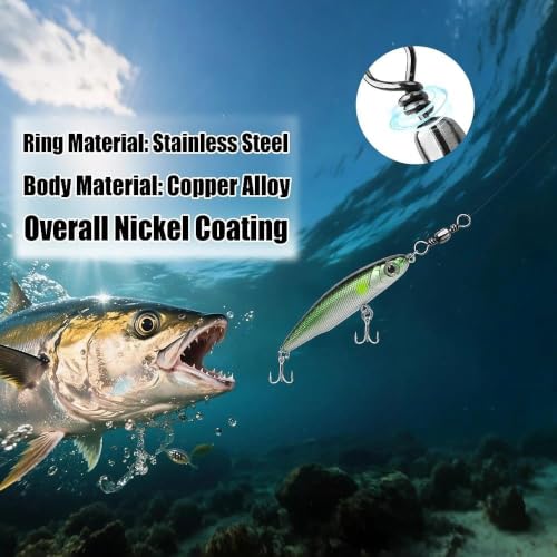 High-Strength Barrel Fishing Swivels - 12# Size, 50 Pack