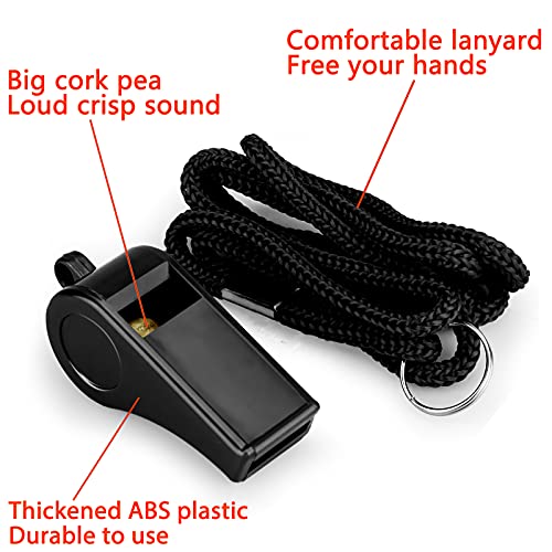 Loud Pea Whistles with Lanyards - 2 Pack for Sports, Training & Emergency