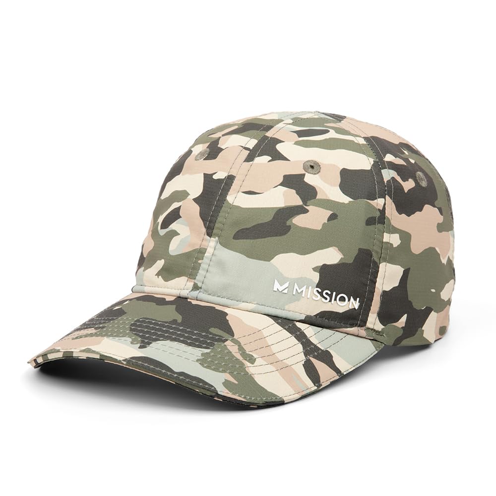 MISSION Cooling UPF Performance Hat - Sweat & Water Activated Technology (Classic Camo Safari)