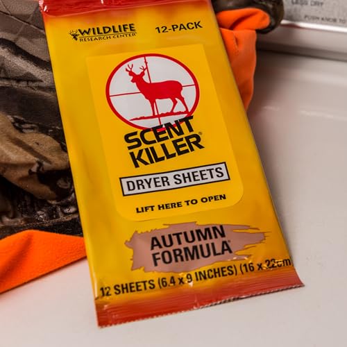 Scent Killer Dryer Sheets for Hunting Clothes - Autumn Forest, 12 Pack