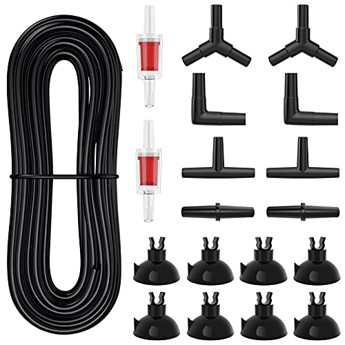 25 Feet Aquarium Airline Tubing Set with Suction Cups & Valves