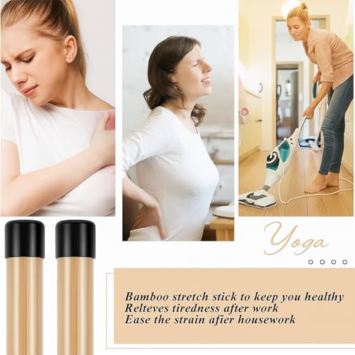 5ft Bamboo Yoga Stick Set - 6 Pcs Non-Slip Stretching Tool