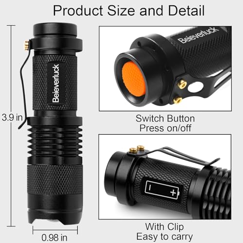 Beieverluck 10 Pack Red Light Flashlight 3 Modes Red LED Flashlight Scalable Red Light Torch with Clip for Hunting Astronomy Night Observation and Outdoor Activities