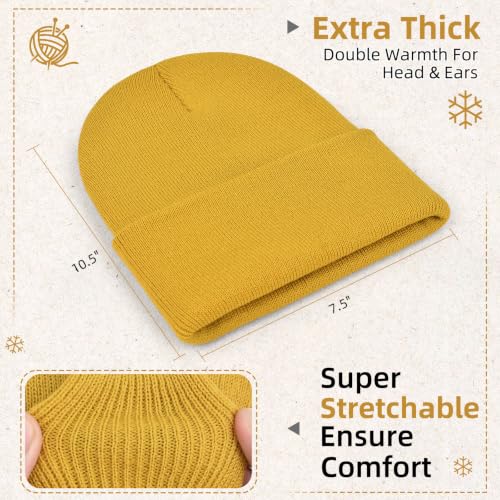 Slouchy Beanie Hat for Men & Women - 2 Pack Black & Yellow