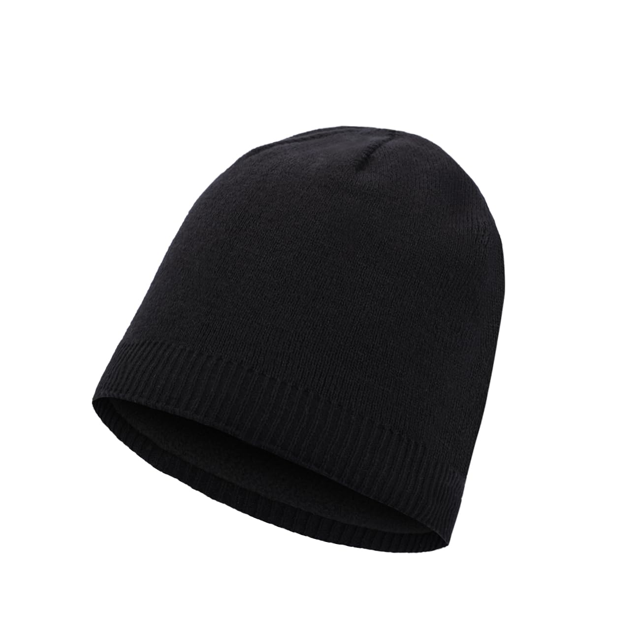 LEAKDRY Waterproof Beanie,Wool Thermal Insulated Beanie,Fleece Lined Hat,Windproof Causal Cold Weather Winter Hat for Ski (US, Alpha, One Size, Solid/Black)