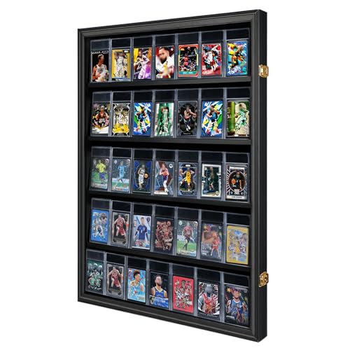 Lockable Baseball Card Display Case - Wall Mount, UV Protection