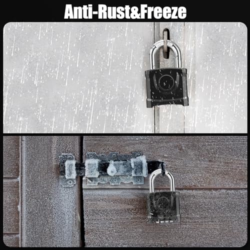 2 Pack Large Black Combination Padlock [One-Key Unlocking], Diyife Heavy Duty Outdoor Weatherproof Padlock Design of Hidden Password and Anti-Error, Suitable for Garden, Fences, Garage, Gate