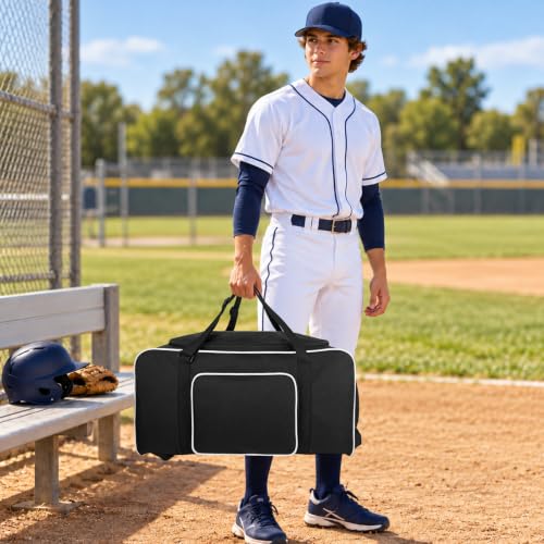 LARIPOP 70L Black Baseball Duffle Bag & Backpack with Shoe Compartment