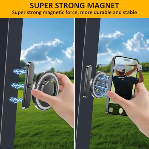 Magnetic Golf Cart Phone Holder, 360° Rotating Mount - Black