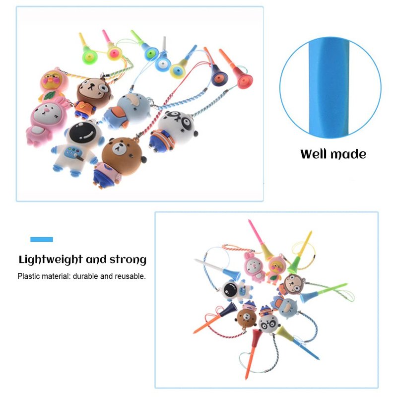 Tee Holder, 6Pcs Tee Hanger Cartoon Plastic Anti Lost Tee Ring with Strap Accessories for Men Women Golfer Gifts (Blue + Gray)