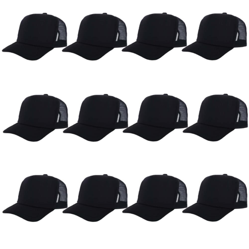 ZH 12 Pcs Sublimation Trucker Hats Blank Mesh Baseball Cap Polyester Bulk Mesh Trucker Hat for Men and Women