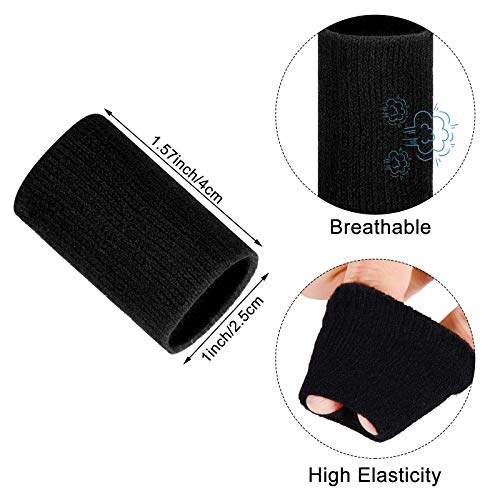 Breathable Elastic Finger Sleeves for Joint Compression - Black