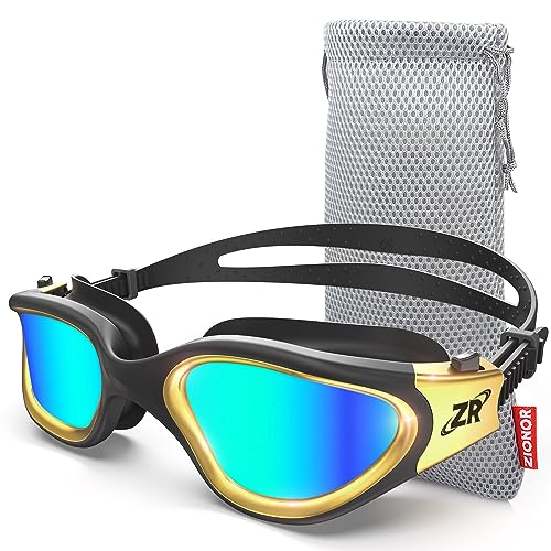 ZIONOR A6 Polarized Mirror Gold Swim Goggles - Anti-Fog & UV Protection
