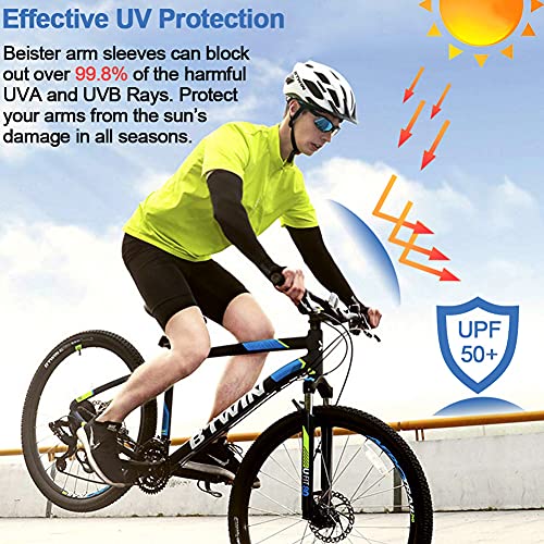 Arm Sleeves for Men & Women - 3 Pairs Black, UPF 50+ Sun Protection