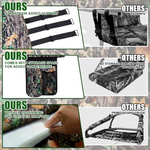 Niuyhe Tree Stand Seat Replacement with 3 Pockets – Foldable Camouflage Hunting Seat