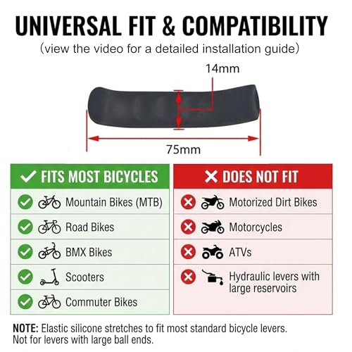 Universal Brake Lever Grip Covers - Anti-Slip Silicone - Black