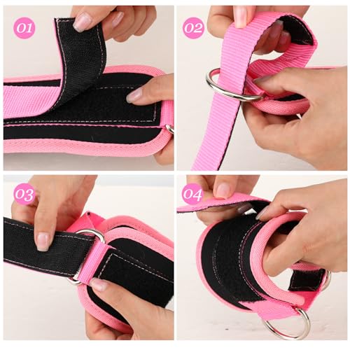 Padded Ankle Straps for Cable Machines - 2 Pack Glute Kickback Attachments