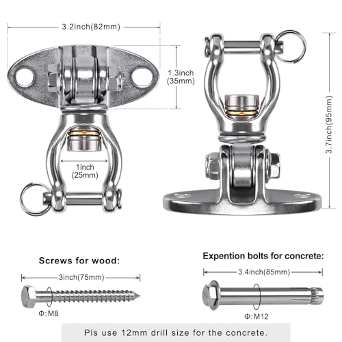 SELEWARE 360° Bearing Silent Swing Hanger, Stainless Steel Swivel Hook 2 Pcs – Heavy Duty