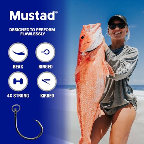Mustad 9/0 Ringed Demon Offset Circle Hook - 6 Pack, Black Nickel, 4X Strong