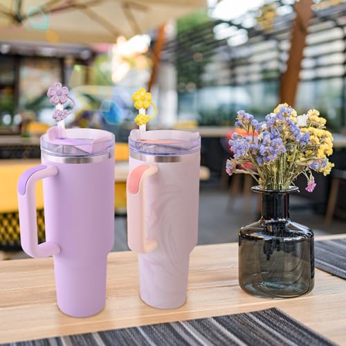 4 Pcs Cherry Blossom Straw Topper for 10mm Tumbler Straws - Colourful