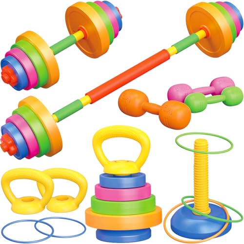 6-in-1 Kids Weight Set, Child Exercise Equipment with Dumbbells & Kettlebell