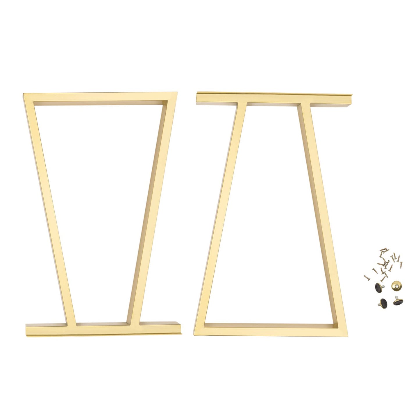 Fronimo Metal Gold Table Legs 28''Inch 2Pc Trapezoid Metal Table Legs Dining Table Legs Desk Legs Bench Legs for Homes Offices Hotels Bars Without Boards