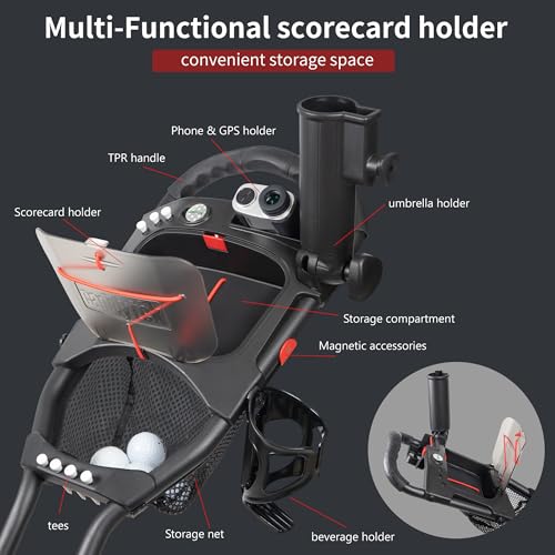 Lightweight Golf Push Cart - Foldable Aluminum - Silver