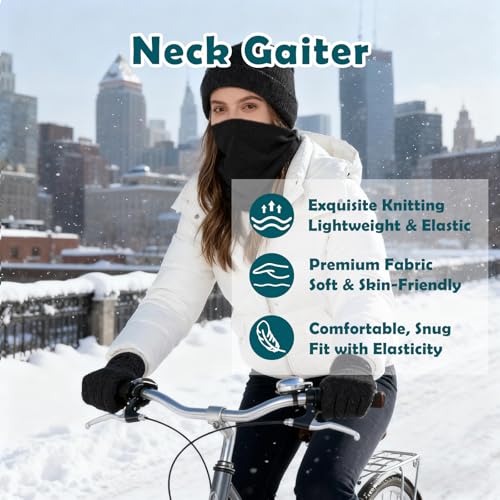 Winter Hat, Neck Gaiter & Gloves Set - Black Thermal Accessories