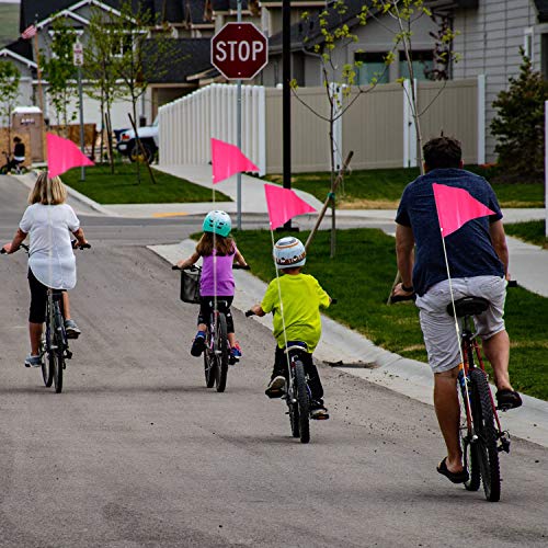 6ft Reflective Bike Safety Flag with Pole - Pink