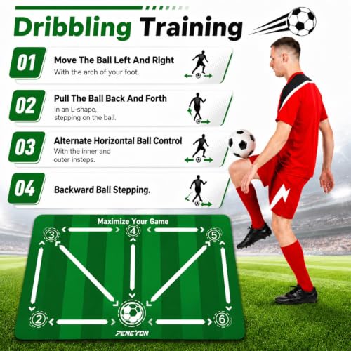 Peneyon Soccer Training Mat 47 x 31 in – Court Size, Non-Slip Indoor Practice & Agility