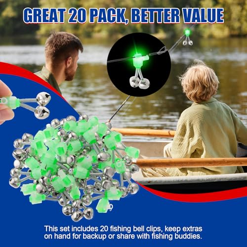 20 Pack Clip-On Fishing Bells - Dual Ring Bite Alarms