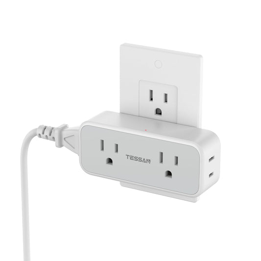 Outlet Extender Surge Protector, TESSAN Multi Wall Plug with 4 AC Electrical Outlets, 3 Sided Multiple Plug Expander, 1875W Max, Power Splitter 3 Prong Adapter for Home Bathroom Office Dorm Room