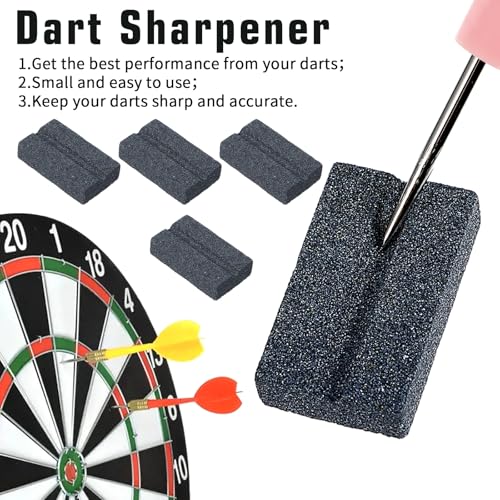 Dart Sharpener Stone - 4 Pack V-Sharp Tool for Steel Tip Darts