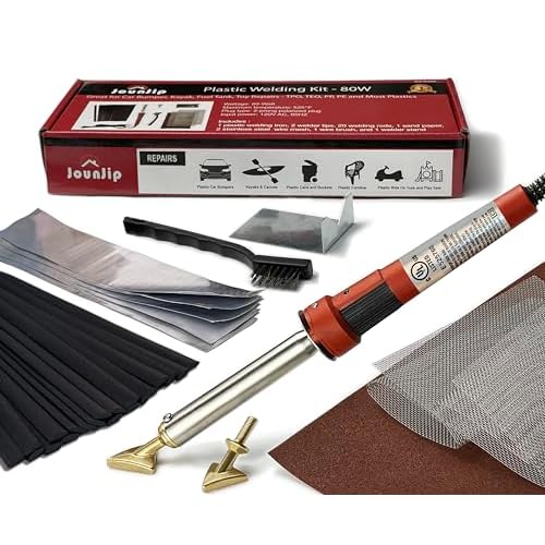JOUNJIP Standard Plastic Welding Kit- UL Certified Welder 80W- Professional Grade Plastic Repair Kit for Automotive Car Bumper, Kayak, Tank Repair