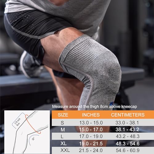 Premium Knee Compression Support with Germanium & Bamboo Charcoal – Large, Patella Pad