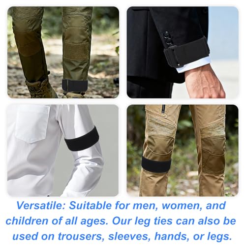 Adjustable Elastic Pant Leg Straps - 2 Pack Black Nylon Ankle Clips