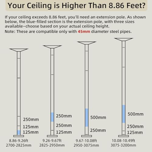 PRIORMAN 500mm 45mm Extension Pole for Dance Pole – Silver, Heavy Duty, Easy Install