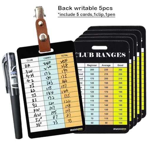 Golf Club Distance Range Cards with Holder - Back Writable
