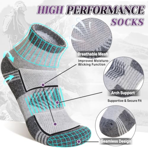 Velice Women's Merino Wool Quarter Ankle Hiking Socks - Medium Brown, Comfortable Outdoor Footwear