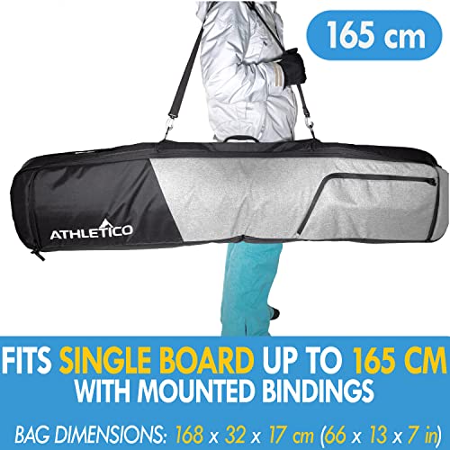 Athletico 157cm Peak Snowboard Bag with Padding — Black/Gray Travel Case for Boots & Gear