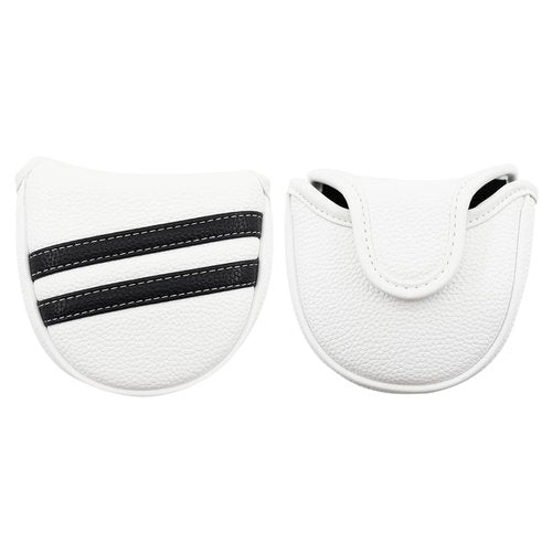 High Grade PU Leather White Black Stripes Golf Mallet Putter Cover Headcover Magnetic Club Protector Fit Most Heel Shaft