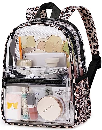 BTOOP Mini Clear Backpack for Stadium 12x9x5 in Light Leopard, Fits 12x12x6 Bags