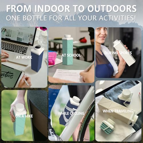 Collapsible Water Bottle - 24 oz Portable Travel Bottle - Green