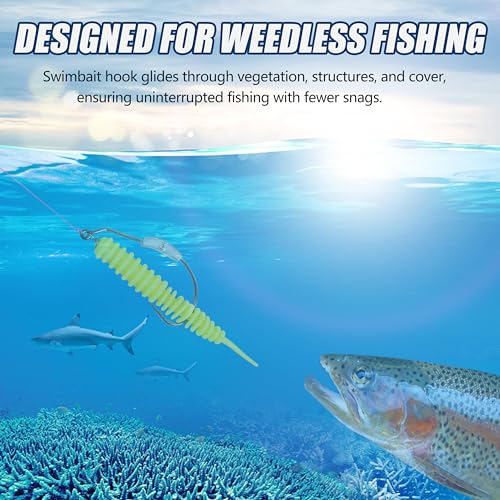 Agool 1/0 Weighted Swimbait Hooks Weedless Jig Heads with Twistlock - 2g/10pcs