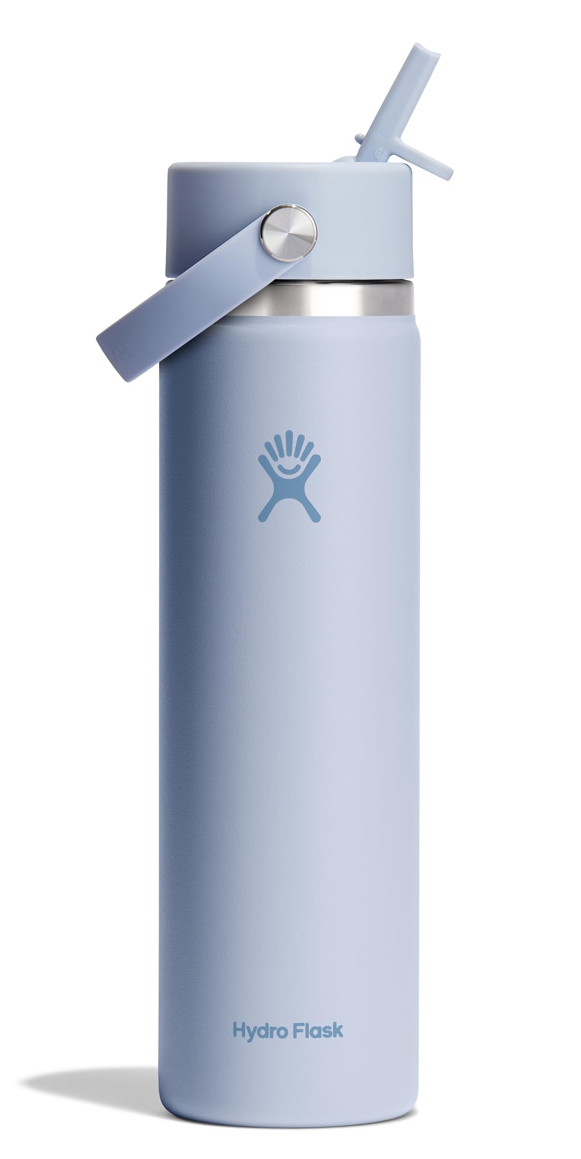 Hydro Flask Water Bottle - Insulated Stainless Steel - Wide Mouth Flex Straw Lid, Non Spill, Leakproof and Refillable in 24 Oz Surf Blue