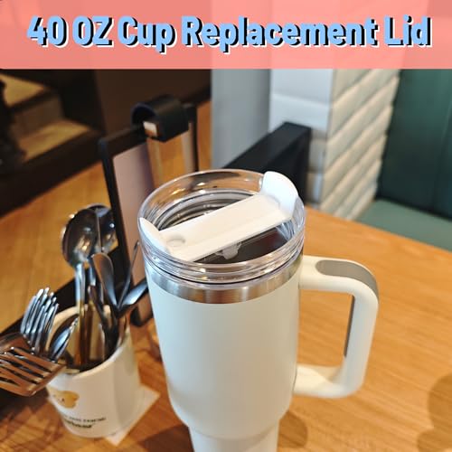 40 oz Tumbler Replacement Lid - Clear White Sliding Straw Cover