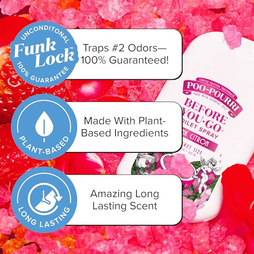 Pocket Toilet Spray - Travel Size 1 Fl Oz, Pink Citron - Up to 50 Uses