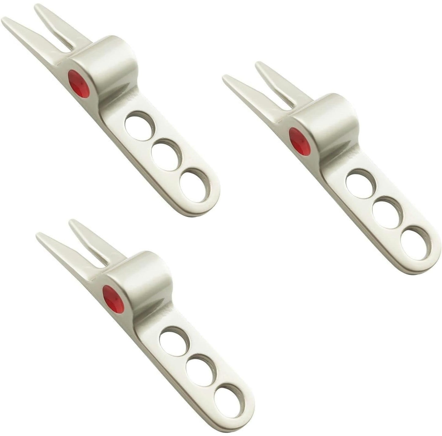 Juroicessry 3 Pcs Silver Golf Ball Fork Pivot Divot Repair Tool Compatible Divot Tools for Golf Divot Tools