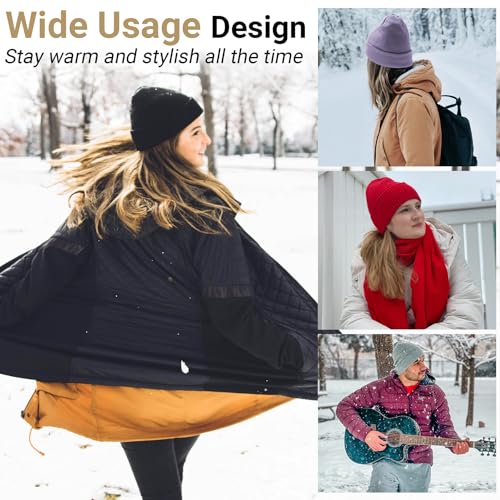 Cuffed Knit Beanie for Women & Men - One Size - White
