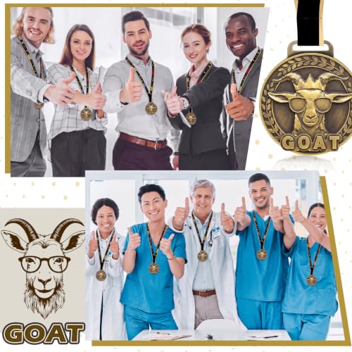 Goat Design Award Medals with Ribbon - 12 Pack Sports Prizes